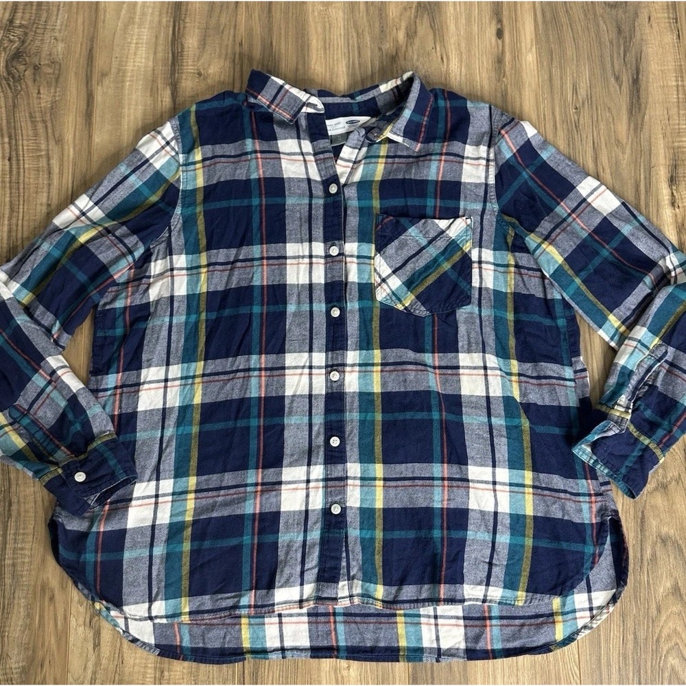 Old Navy Women's The Classic Shirt XL Button Up Flannel Long Sleeve